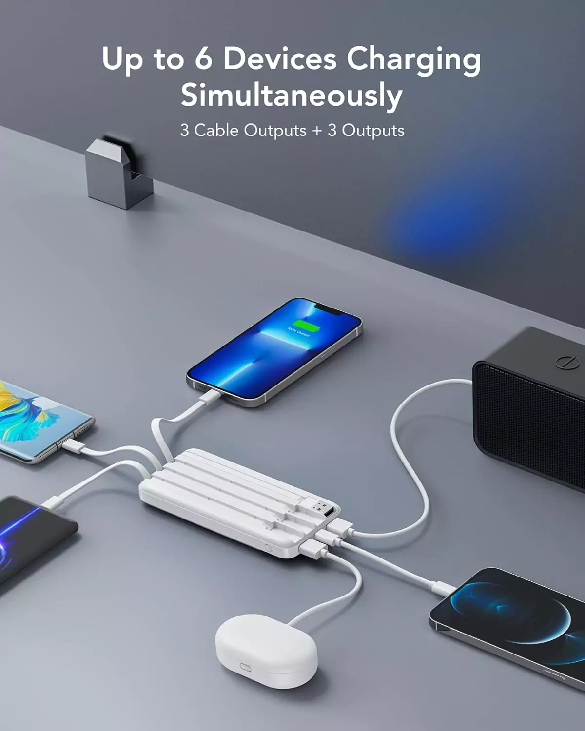 Portable Charger with Built in Cables